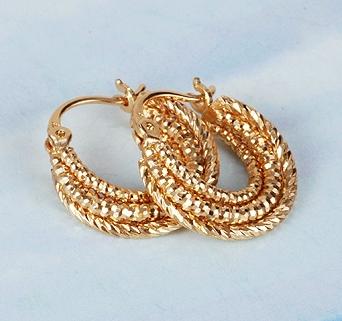 19x5mm 3-ROW TWISTED PLAIN HOOPS 18KRGP